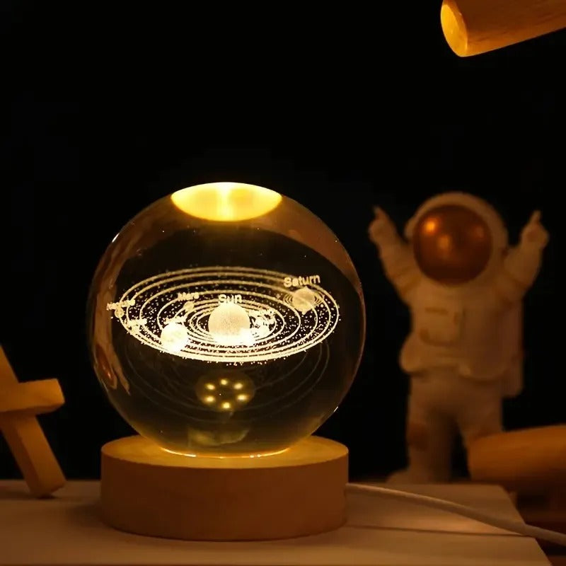 Lámpara Nocturna Luz Led 3d Esfera Bola De Cristal
