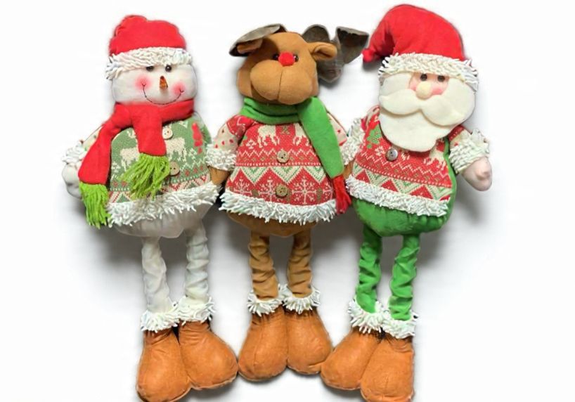 Pack 3 Monos Patas Larga Pascuero Reno Mono Nieve Muñecos Navidad