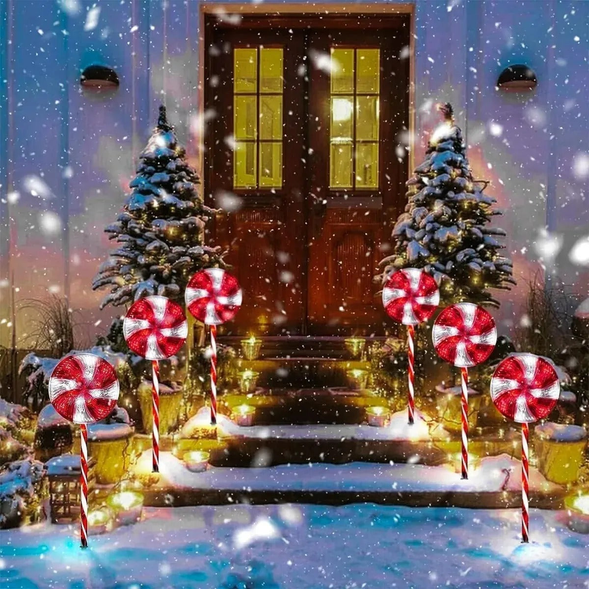 Pack X5 Estacas Solares Luces Navideñas Luces De Navidad Led Multicolores
