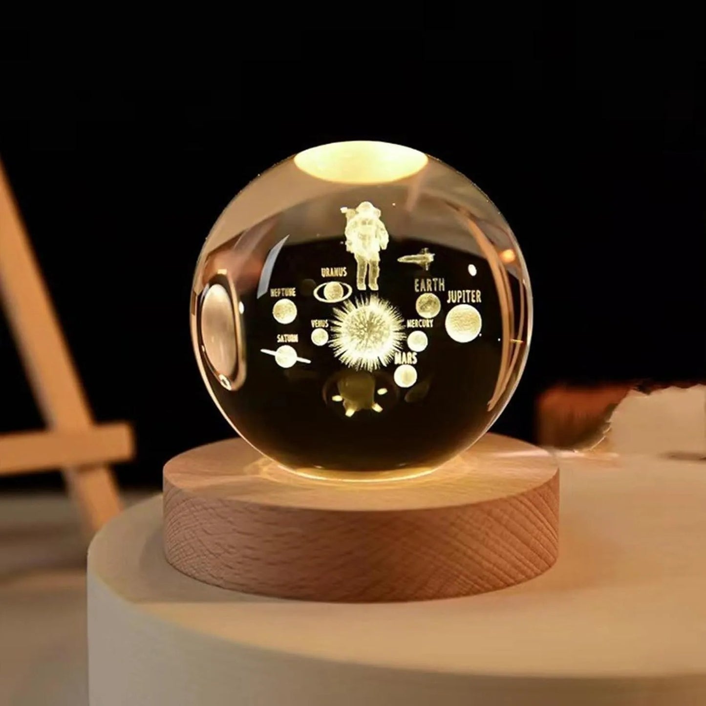 Lámpara Nocturna Luz Led 3d Esfera Bola De Cristal