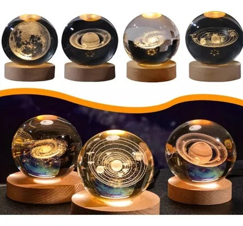 Lámpara De Noche Esfera Bola De Cristal Led RGBb Diseños 3d Muliticolor