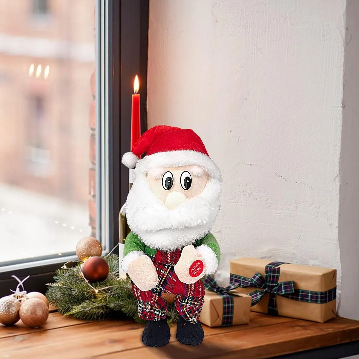 Pascuero De Peluche Musical Y Bailarín De Navidad Papá Noel