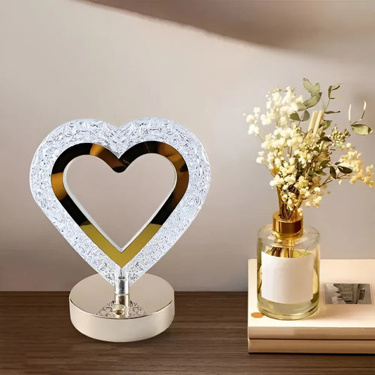 Lámparas Escritorio Led Luz Noche Corazon,  Luna y Estrella Lámparas Decorativa Oro Rosa