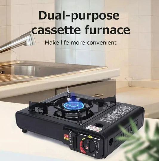 Estufa de camping a gas portátil color negro