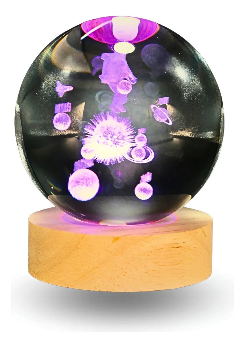 Lámpara De Noche Esfera Bola De Cristal Led RGBb Diseños 3d Muliticolor