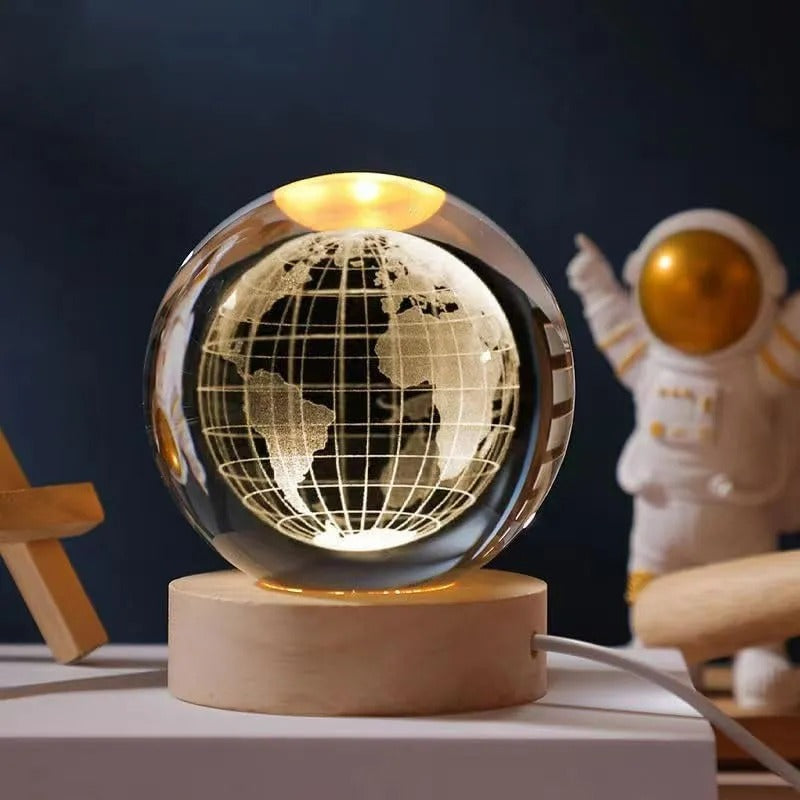 Lámpara Nocturna Luz Led 3d Esfera Bola De Cristal