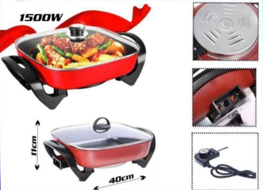 Sartén Olla Eléctrica Multifuncional 1500w Rojo 50hz