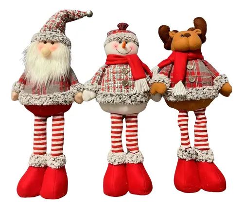 Pack 3 Monos Patas Larga Pascuero Reno Mono Nieve Muñecos Navidad
