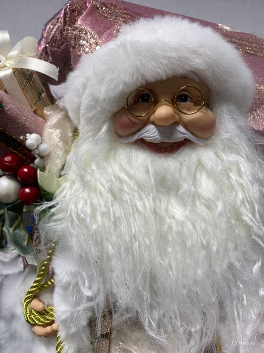 Viejo Pascuero Realista 90cm Decoración Navidad Rosa
