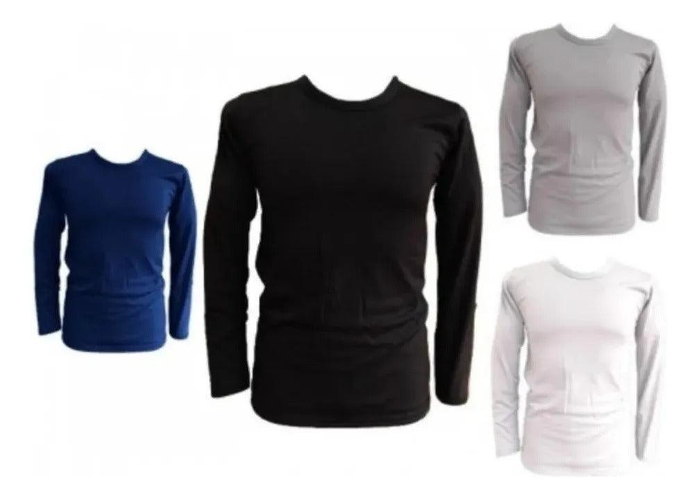 Camiseta Polar Para Hombre Manga Larga Cuello Redondo