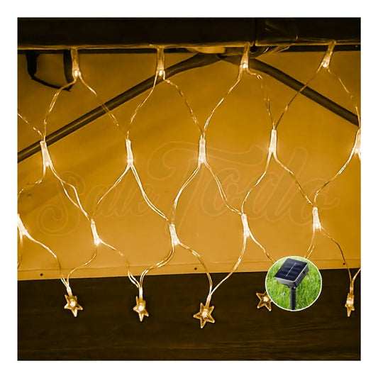 Luces Led Cascada Malla Cenefa Solar 8mx0.4m Navidad 300led