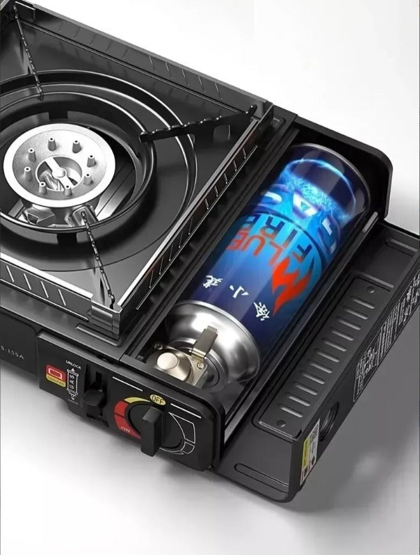 Estufa de camping a gas Aorlis AO-78346 portátil color negro incluye maletín