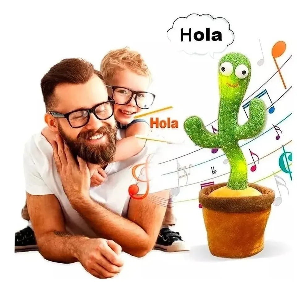 Cactus Bailarín Musical Repetidor Recargable Voz Interactivo Verde