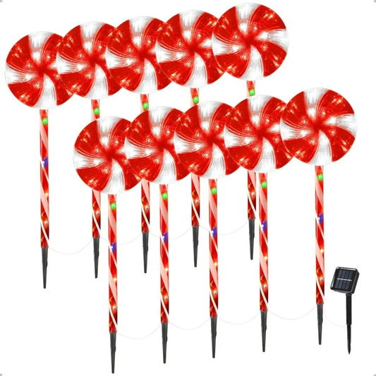 Pack X5 Estacas Solares Luces Navideñas Luces De Navidad Led Multicolores