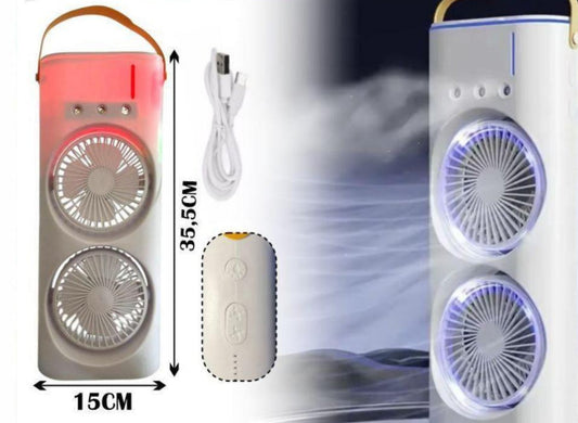 Ventilador Doble Con Humificador Y Luz Led JS1390