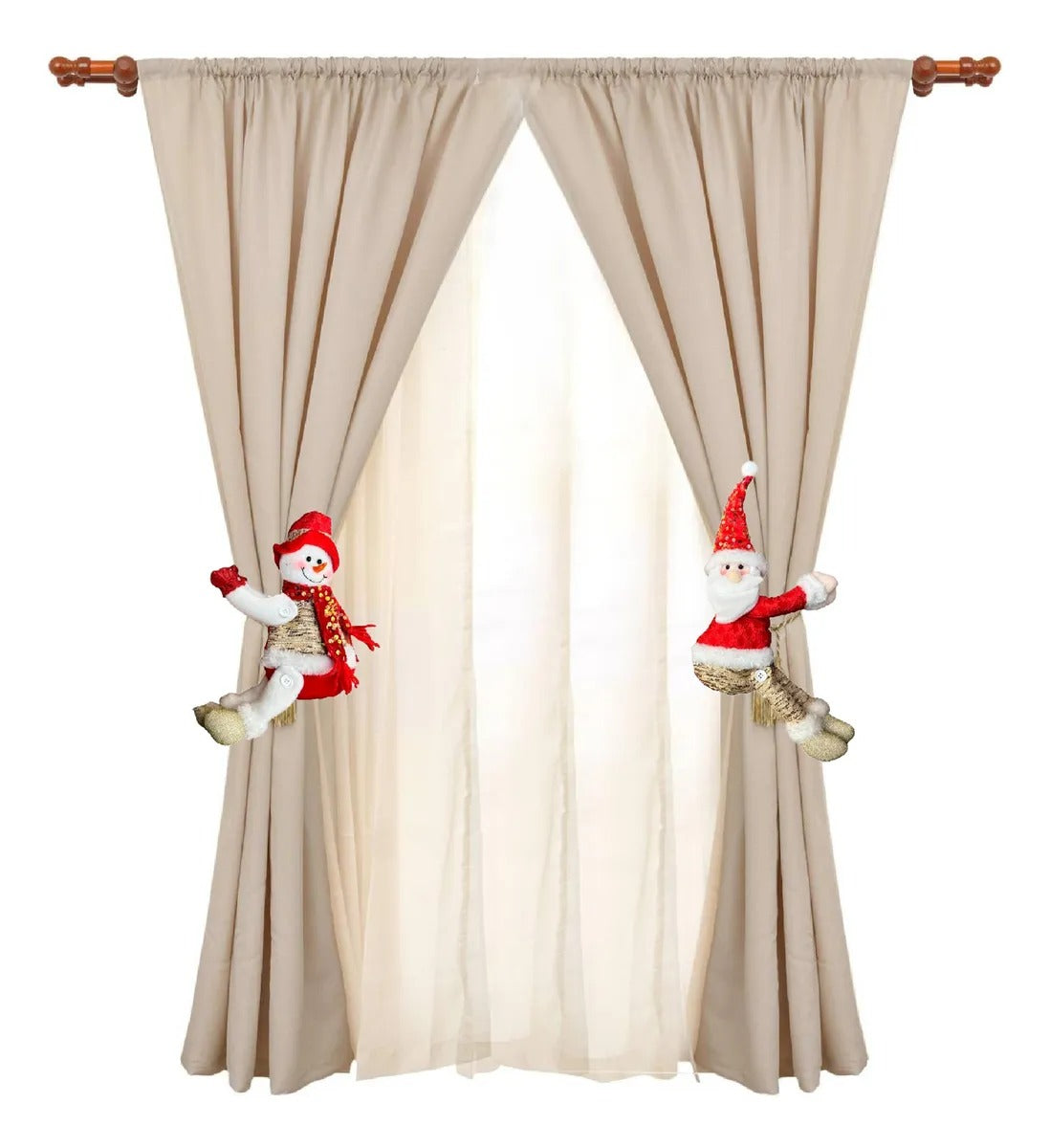 X2 Hebilla De Cortina Toma Cortina Navidad 10x45cms