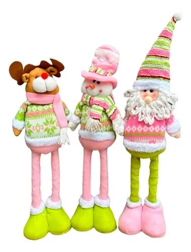 Pack 3 Monos Patas Larga Pascuero Reno Mono Nieve Muñecos Navidad