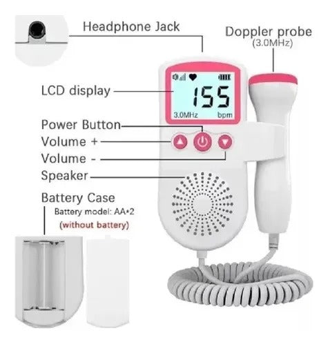 Monitor Fetal Doppler Latidos Fetales Corazón Bebé