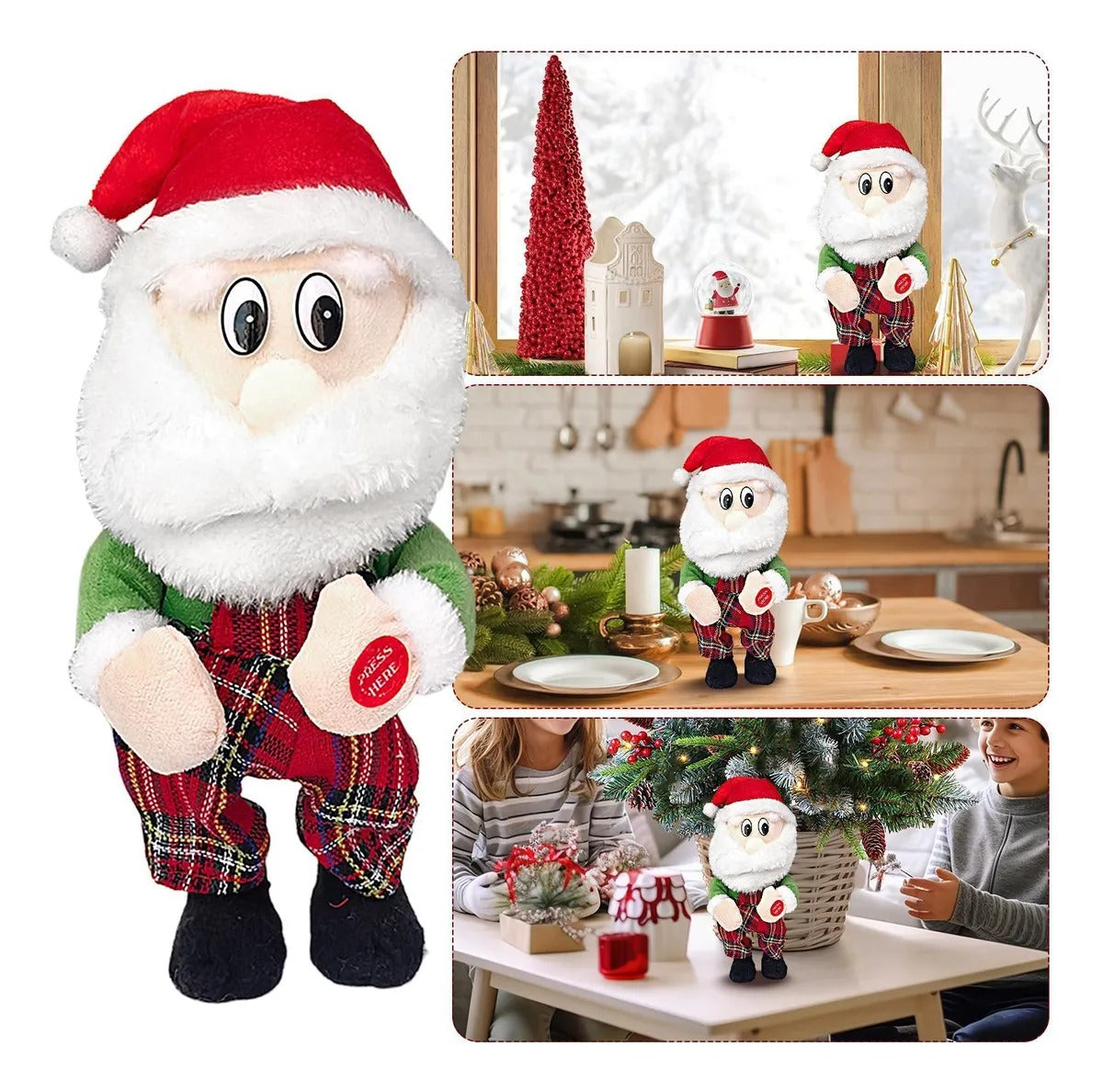 Pascuero De Peluche Musical Y Bailarín De Navidad Papá Noel