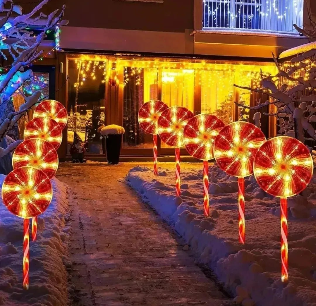 Pack X5 Estacas Solares Luces Navideñas Luces De Navidad Led Multicolores