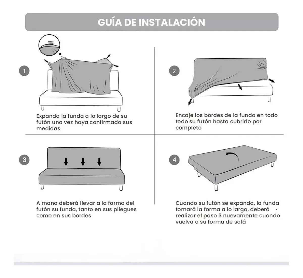 Funda Protectora Cubre Futón De Tela Premium Cuadrille