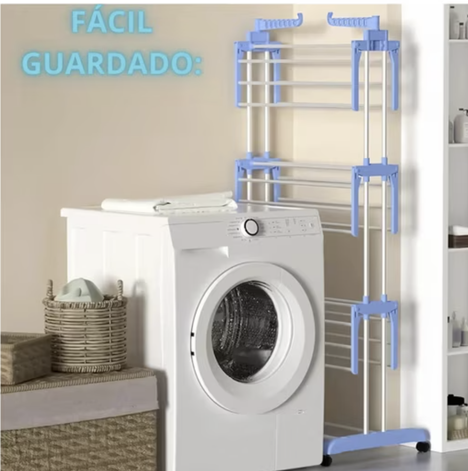 Tendedero Plegable con Barra Superior Extensible 3 Niveles