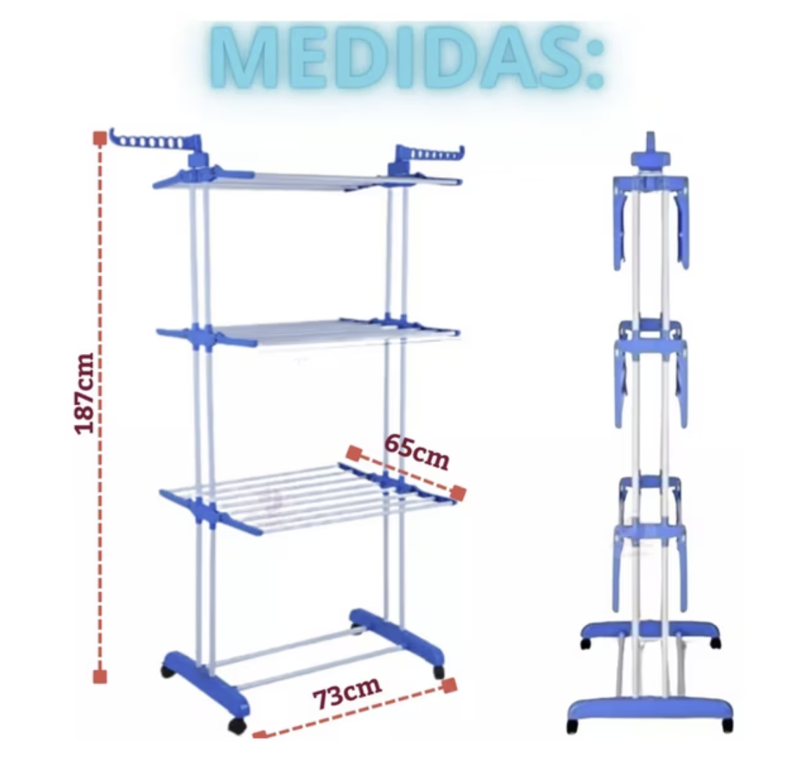 Tendedero Plegable con Barra Superior Extensible 3 Niveles