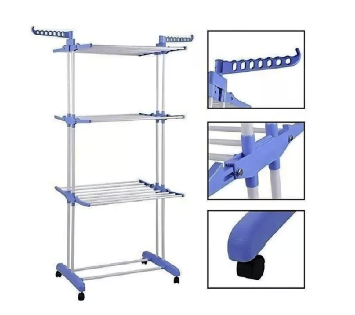 Tendedero Plegable con Barra Superior Extensible 3 Niveles