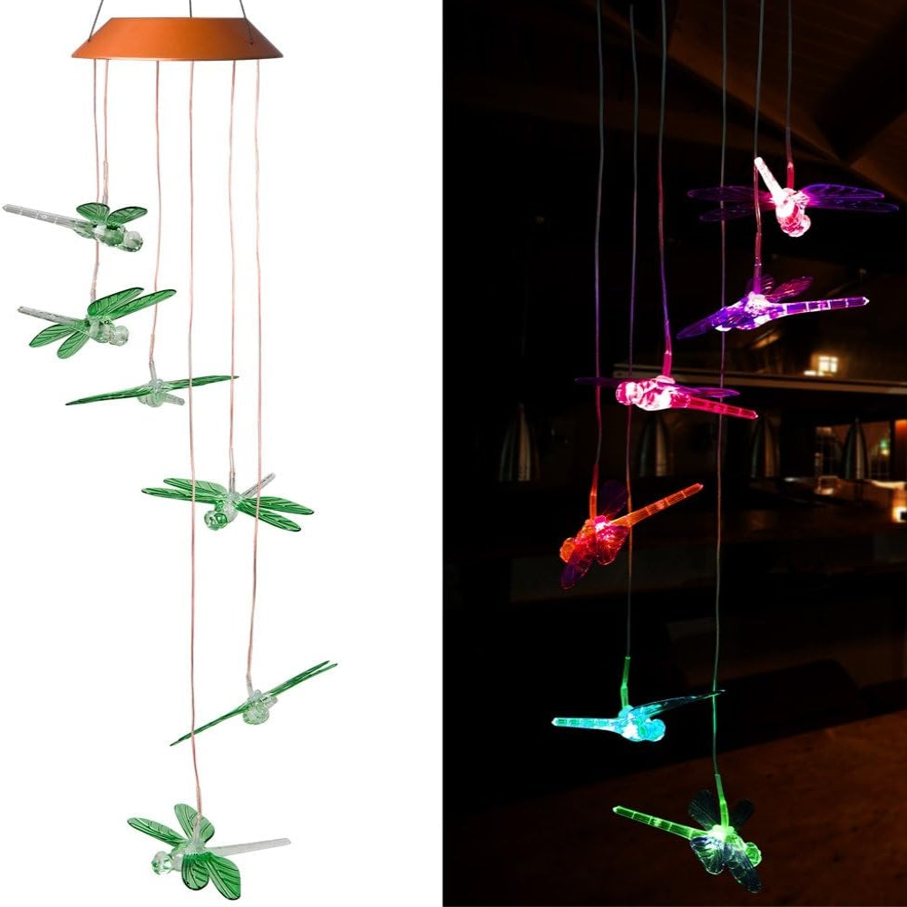 Libélula De Viento Luz Led Solar Colgante Variedad Diseños