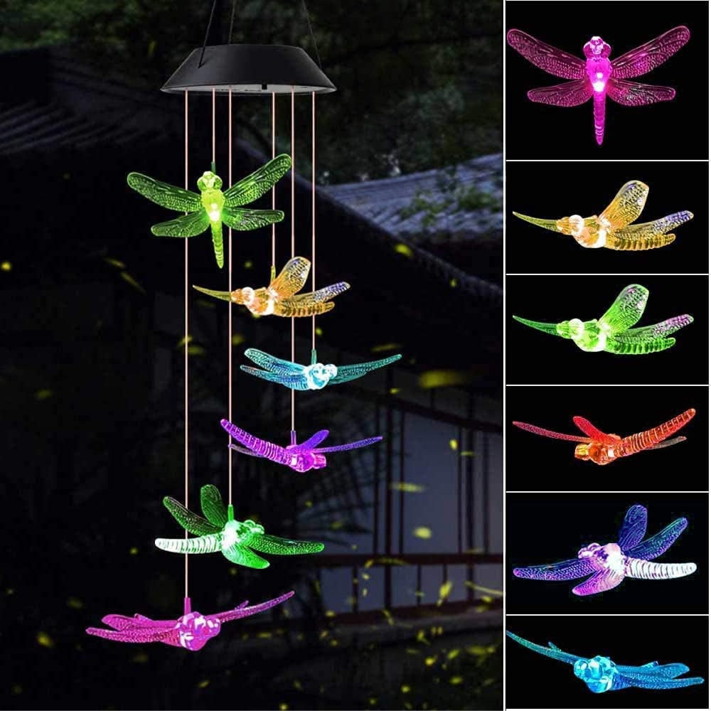 Libélula De Viento Luz Led Solar Colgante Variedad Diseños