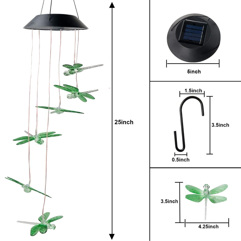 Libélula De Viento Luz Led Solar Colgante Variedad Diseños