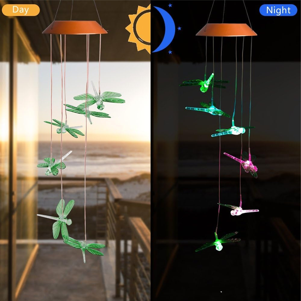 Libélula De Viento Luz Led Solar Colgante Variedad Diseños