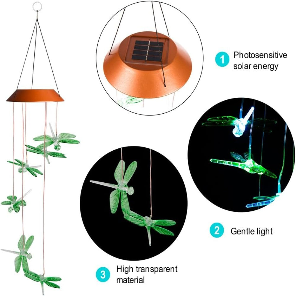 Libélula De Viento Luz Led Solar Colgante Variedad Diseños