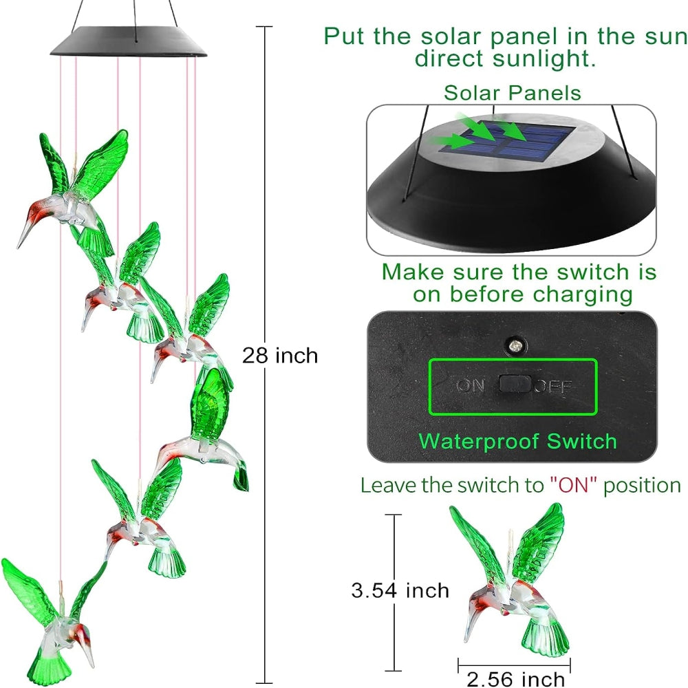 Carillón De Viento Luz Led Solar Colgante Variedad Diseños