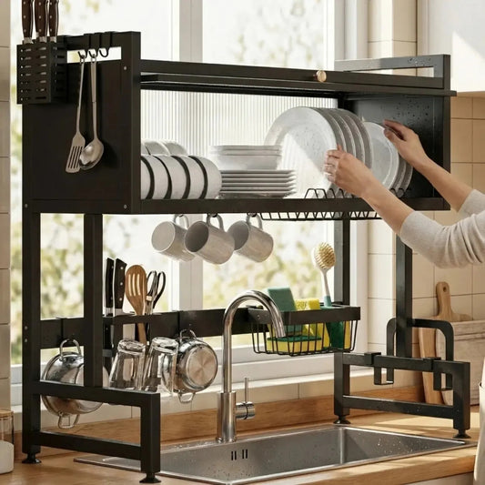 Escurridor Secador De Platos Loza 2 Niveles Cocina Organizador Con Puerta 85cm | ST-8032