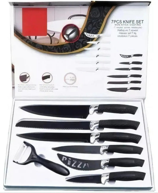 Set de Cuchillos de Cocina de Acero Inoxidable Antibacterial 7 Piezas – Cuchillos, Tijeras y Pelapapas