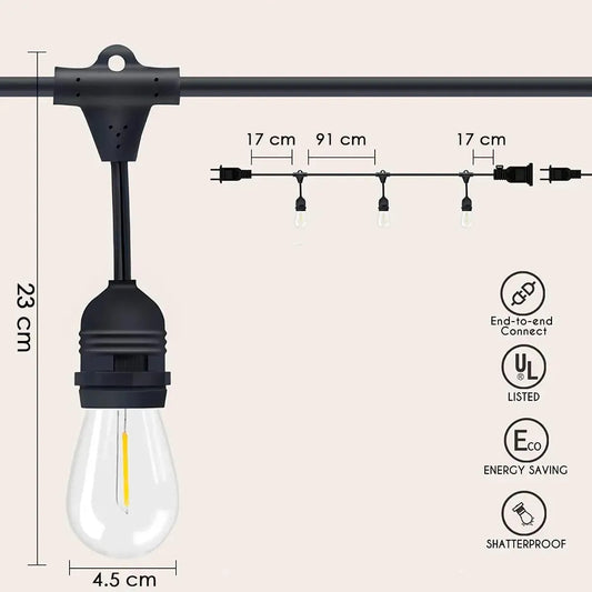 Guirnalda Luces Led 10 Metros Unible Exterior 10 Ampolletas
