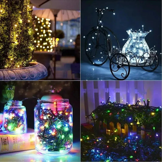 Luces Guirnalda Solares 200 Led 20m Decoración Navidad
