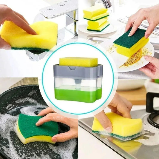 Dispensador De Lava Lozas Manual Para Cocina + Esponja