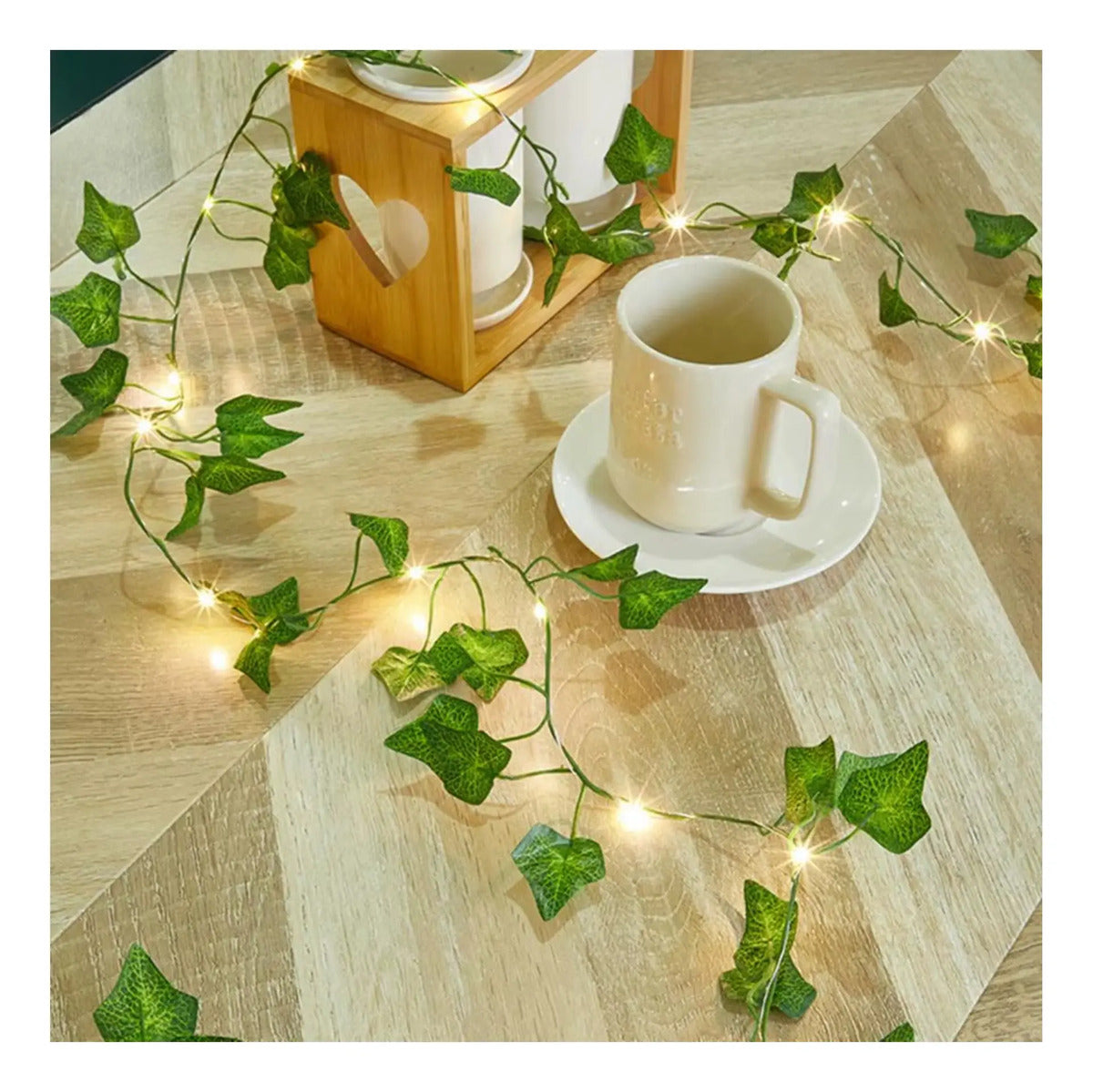 Guirnalda Hojas 4m Hiedra Artificial Led Solar Jardín Navida