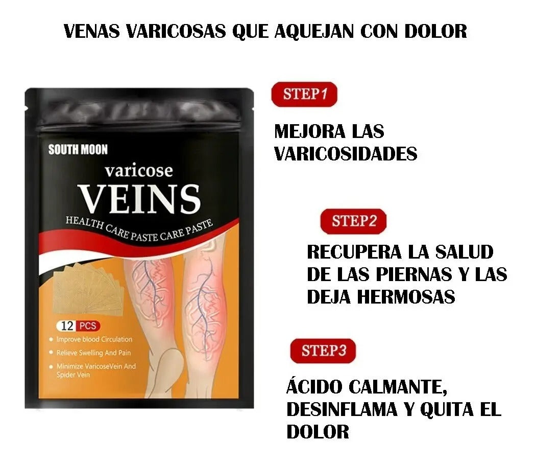 12 Parches Alivio Dolor Venas Varicosas Circulación Várices