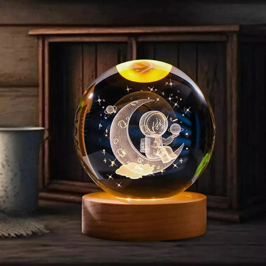 Lámpara Nocturna Luz Led 3d Esfera Bola De Cristal