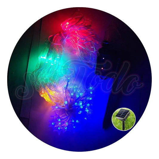 Cascada Malla Cenefa Luces Led Solar 5x0.4mts Navidad