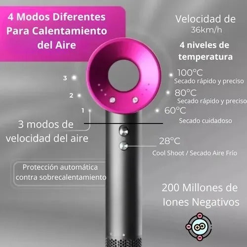 Secador De Pelo Iónico Supersonic 1600w Alta Velocidad Gris Oscuro