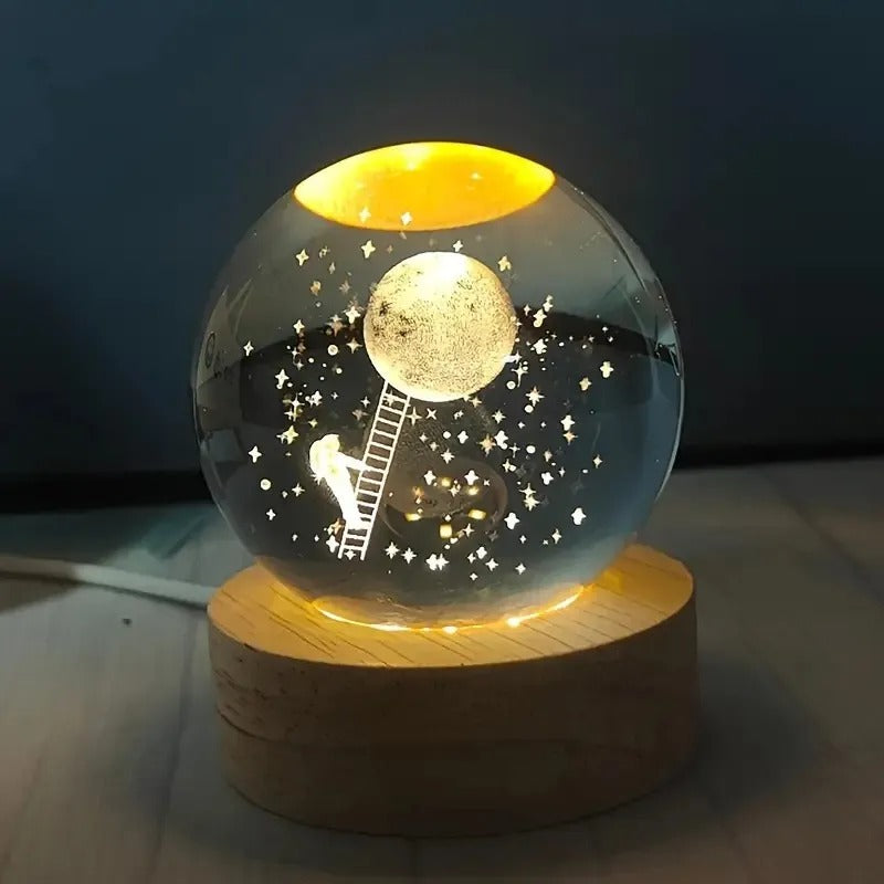 Lámpara De Noche Esfera Bola De Cristal Led RGBb Diseños 3d Muliticolor