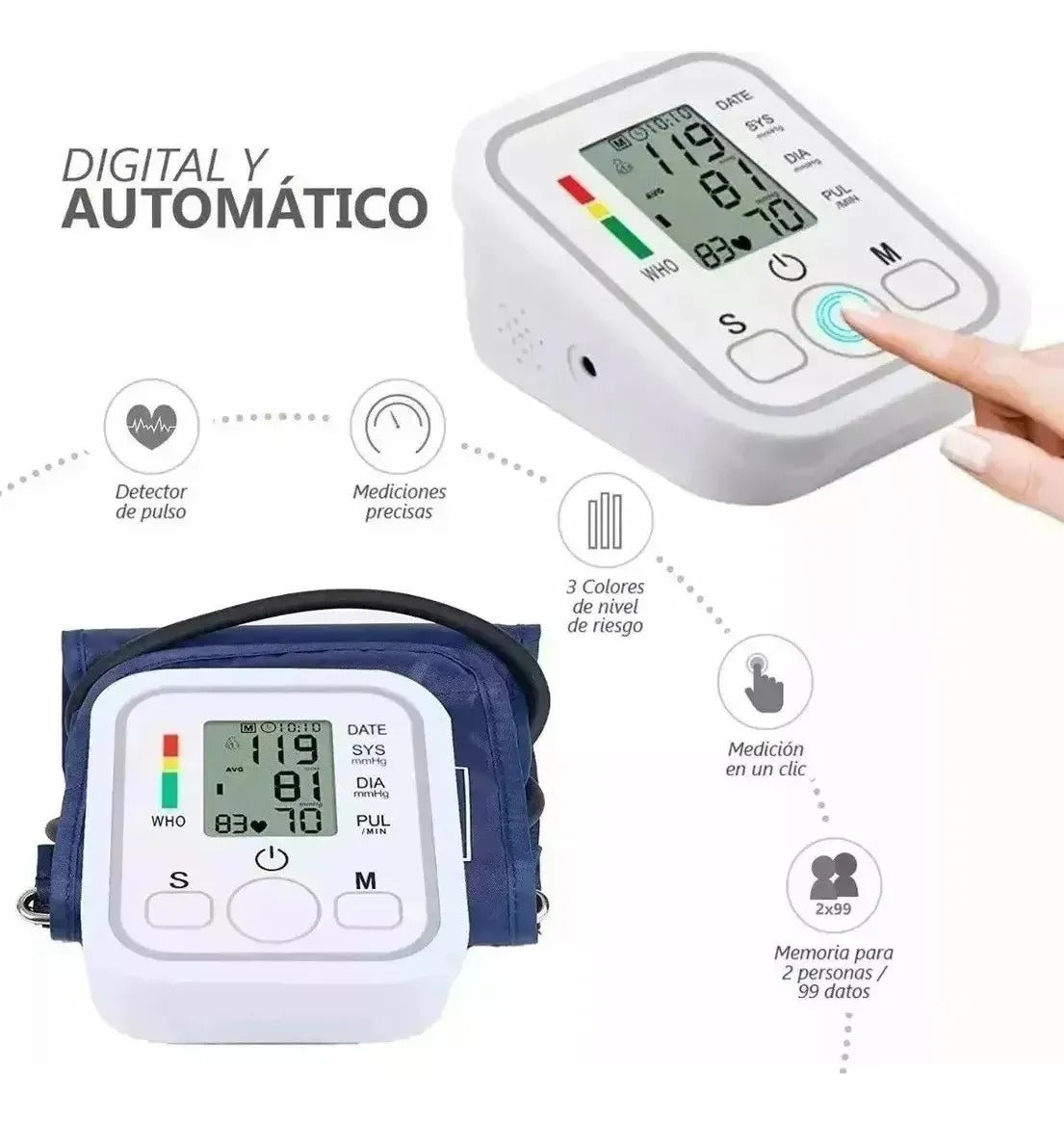 Tensiómetro Monitor Presión Arterial Para Brazo Blanco