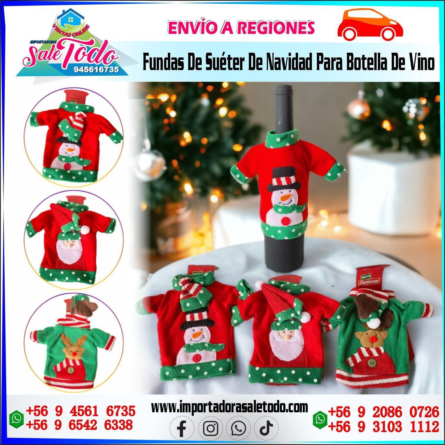 x1 Funda De Suéter De Navidad Para Botella De Vino 232005