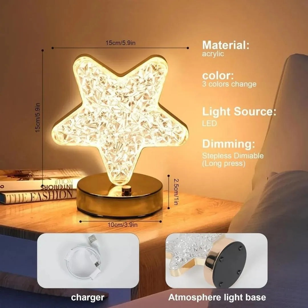 Lámparas Escritorio Led Luz Noche Corazon,  Luna y Estrella Lámparas Decorativa Oro Rosa