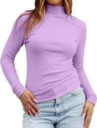 Camiseta Bambú Mujer Manga Larga Cuello Alto Colores