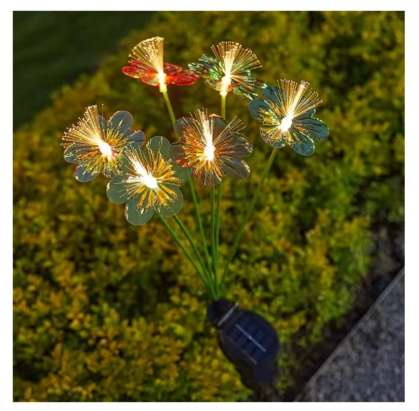Luces Solares Para Jardín, Luz Cálida Floral De 6 Cabezal